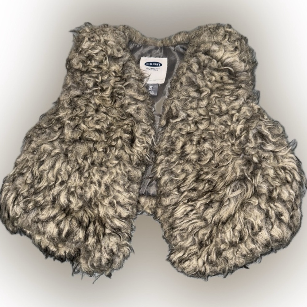 Old Navy Faux Fur Fuzzy Comfy Vest Toddler Girls 2T Tan Brown